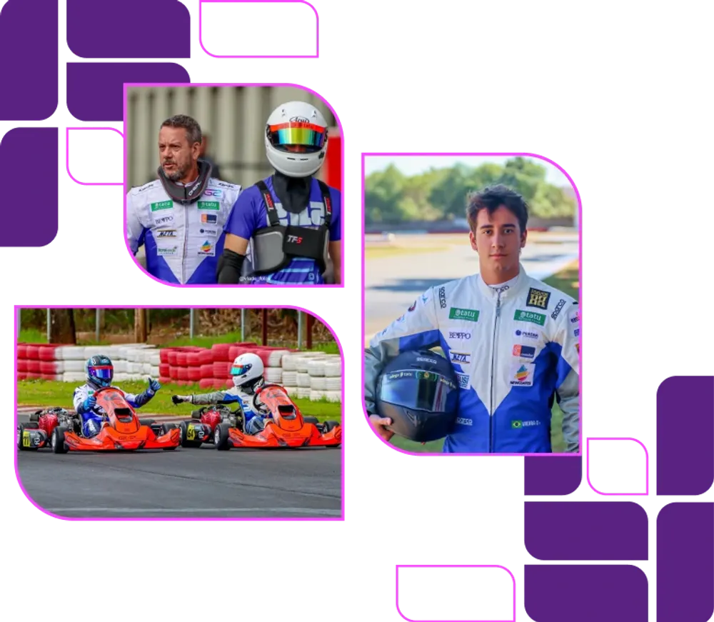 Imagens de Pedro nos treinos de kart